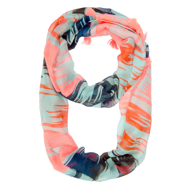 Shira Zebra Infinity Scarf With Tassle Fringe by Avera Group