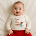 long sleeve graphic bodysuit | born to board by Finn + Emma