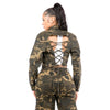 Camo Laced Up Back Cropped Jacket