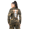 Camo Laced Up Back Cropped Jacket by The House of Stylez