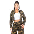 Camo Laced Up Back Cropped Jacket by The House of Stylez
