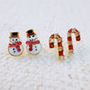 Candy Cane & Snowman Stud Earring Set Of 2 - Holiday Sparkle