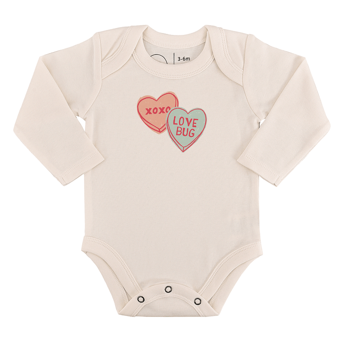long sleeve graphic bodysuit | candy hearts by Finn + Emma