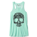 Clementine Womens Floral Skull Graphic Racerback Tank Top by Vanessa Jane