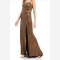 Blondie Nites Juniors Metallic Strappy-Back Gown, Size 9 by Vanessa Jane