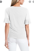 Vince Camuto Flutter Sleeve Mixed Media Top, Size Small by Vanessa Jane