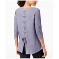 Calvin Klein Performance Womens 3/4-Sleeve Lace-Up Back Top, Size Medium by Vanessa Jane