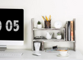 Adjustable Bookcase Modular Rustic Torched Wood Organizer, Office Desk Bookshelf by Vanessa Jane