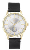 I.N.C. Mens Black Faux Leather Strap Watch 43mm