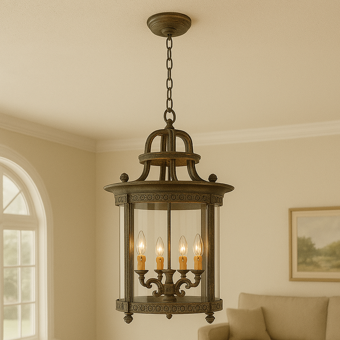 World Imports Chatham Collection 4-Light French Bronze Hanging Interior Lantern by Vanessa Jane