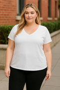 Clementine Apparel Womens Ladies Curvy Plus V-Neck T-Shirt by Vanessa Jane