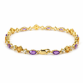 16.67 Ct Multi-Gemstone Prong Yellow Gold Plated Silver Alternating Lobster Clasp Tennis Bracelet by Fine Color Jewels