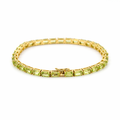 9.6 Ct Emerald Green Peridot Prong Silver Tennis Bracelet by Fine Color Jewels