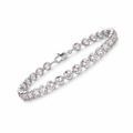 8.12 Ct Round Pink Rose Quartz Bezel Sterling Silver Inline Lobster Clasp Tennis Bracelet by Fine Color Jewels