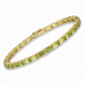 9.6 Ct Emerald Green Peridot Prong Silver Tennis Bracelet by Fine Color Jewels