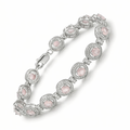 4.3 Ct Round Pink Rose Quartz Prong Silver Halo Tennis Link Bracelet by Fine Color Jewels