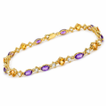 16.67 Ct Multi-Gemstone Prong Yellow Gold Plated Silver Alternating Lobster Clasp Tennis Bracelet by Fine Color Jewels