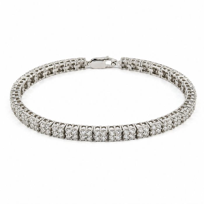 7.3 Ct Round White Topaz Prong Silver Tennis Bracelet by Fine Color Jewels