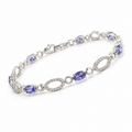 2.59 Ct Oval Blue Iolite Prong Silver Alternating Open Geometric Links with Lobster Clasp Link Bracelet by Fine Color Jewels