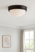 World Imports 13.25 in. Oil Rubbed Bronze LED Flushmount with Frosted Glass by Vanessa Jane