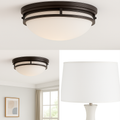 World Imports 13.25 in. Oil Rubbed Bronze LED Flushmount with Frosted Glass by Vanessa Jane