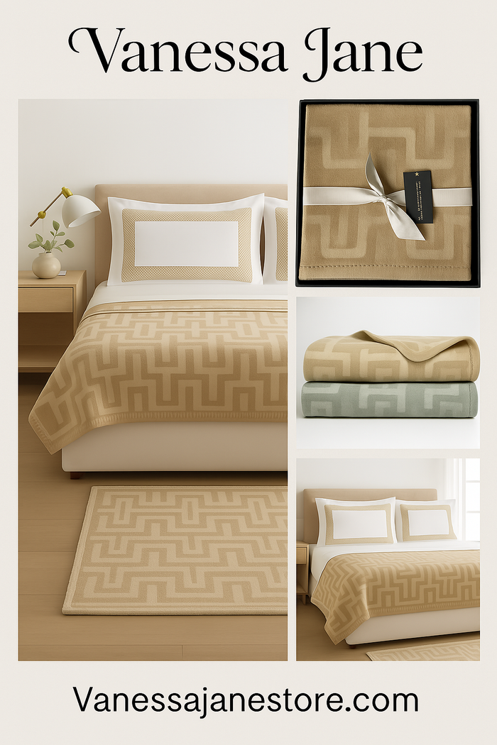 Hudson Park Collection Lambswool/Cashmere Interlocking Jacquard Throw by Vanessa Jane