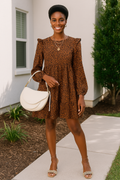 WAYF Womens Velma Animal Print Ruffle Babydoll Dress by Vanessa Jane