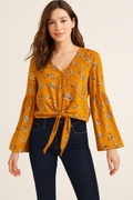 Polly & Esther Juniors Tie-Front Bell-Sleeve Top by Vanessa Jane