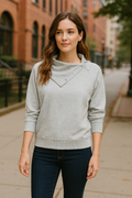 Vince Camuto Womens Fold Over Neck Long Sleeve Top by Vanessa Jane