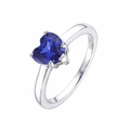 2.0 Ct Heart Lab Created Blue Sapphire Prong Silver Anniversary Ring by Fine Color Jewels
