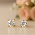 IGI Certified Round Lab Grown Diamond Solitaire Stud Earrings Yellow Gold by Fine Color Jewels