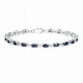 Genuine Blue Sapphire Silver Tennis Bracelet by Fine Color Jewels