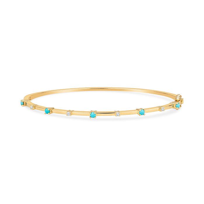 Emily 14k Gold Sleek Bangle in White Diamonds by Christina Greene