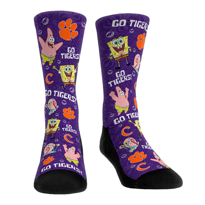 Clemson Tigers - SpongeBob SquarePants Characters All-Over by Rock 'Em Socks