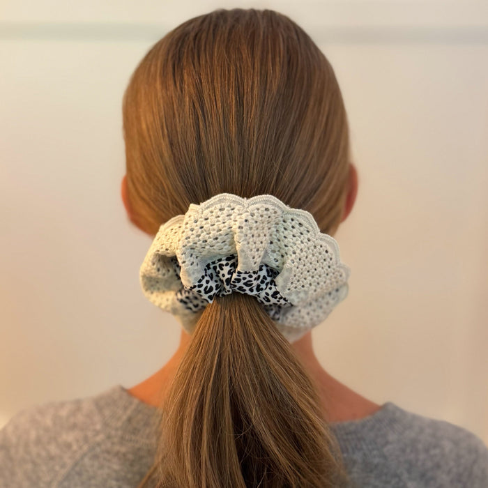 Crochet Embellished Cheetah Hair Scrunch