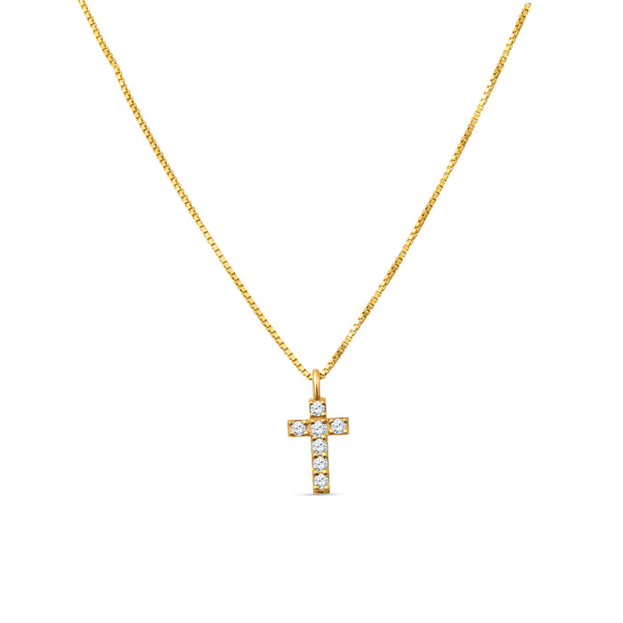 14K Dainty Diamond Cross Necklace by Christina Greene