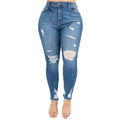 High Waist Knee Distressed Skinny Jeans by The House of Stylez