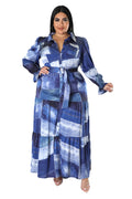 Satin Denim Illusion Maxi Dress by The House of Stylez