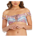 Raisins Juniors Off-The-Shoulder Strappy Lace Front Bikini Top by Vanessa Jane