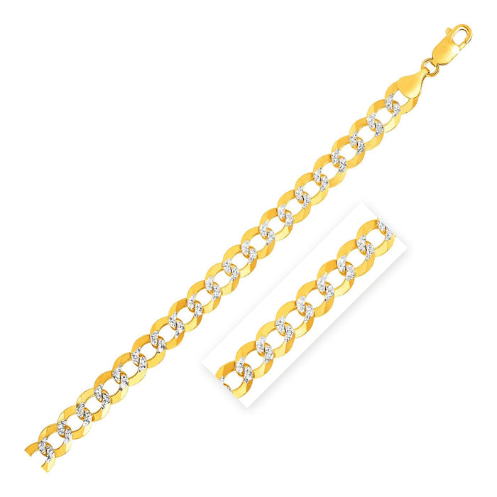 14k Two Tone Gold Pave Curb Chain (12.18 mm) by Avera Group