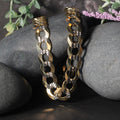 14k Two Tone Gold Pave Curb Chain (12.18 mm) by Avera Group