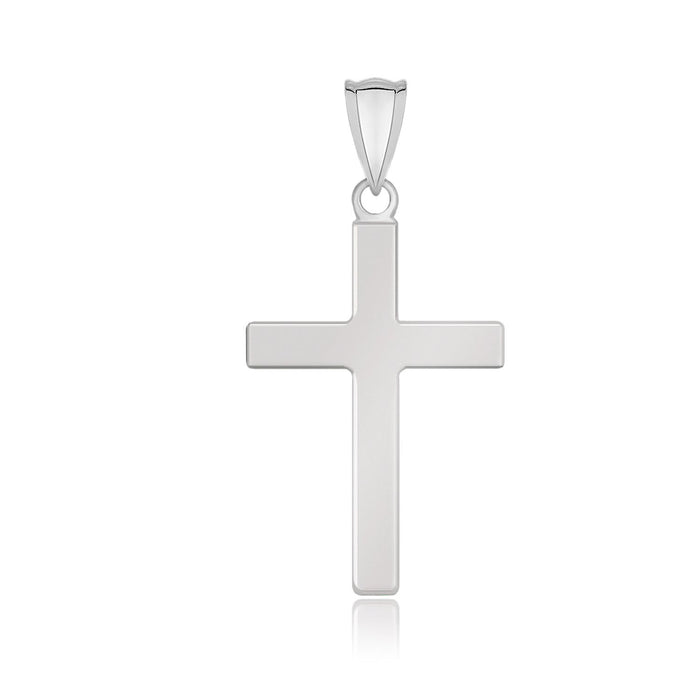14k White Gold Flat Design Cross Pendant by Avera Group