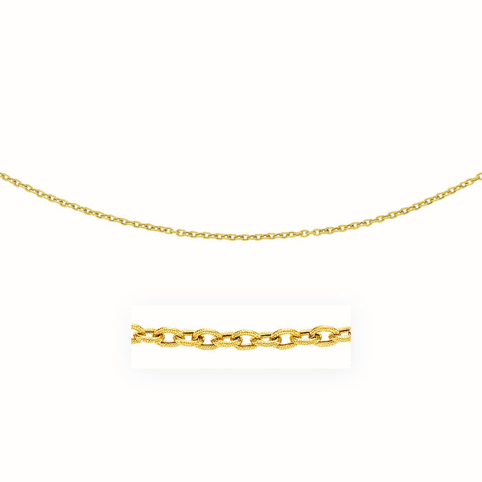 14k Yellow Gold Pendant Chain with Textured Links (3.30 mm) by Avera Group