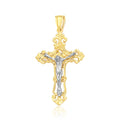 14k Two Tone Gold Cross Pendant by Avera Group
