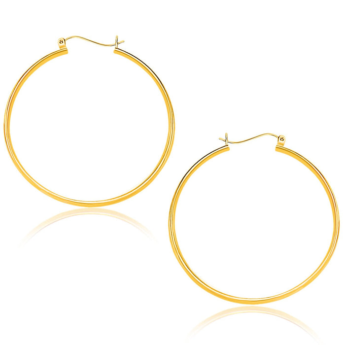 14k Yellow Gold Polished Hoop Earrings (1.5x40mm) by Avera Group