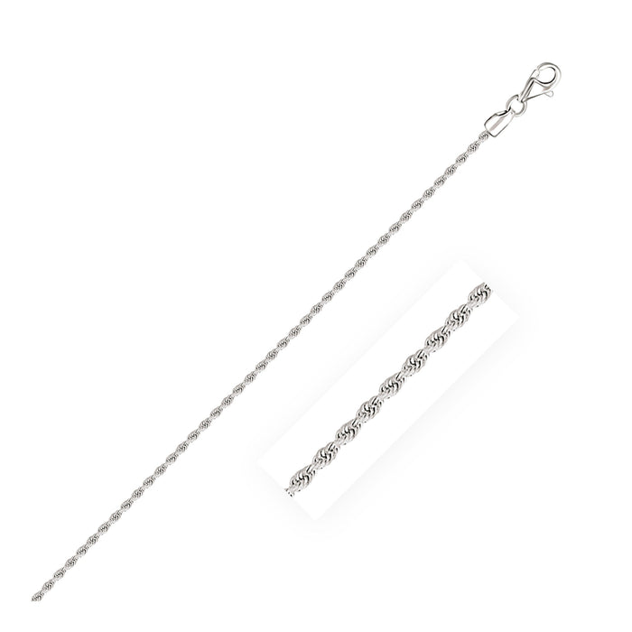 2.0mm 14k White Gold Solid Diamond Cut Rope Chain by Avera Group