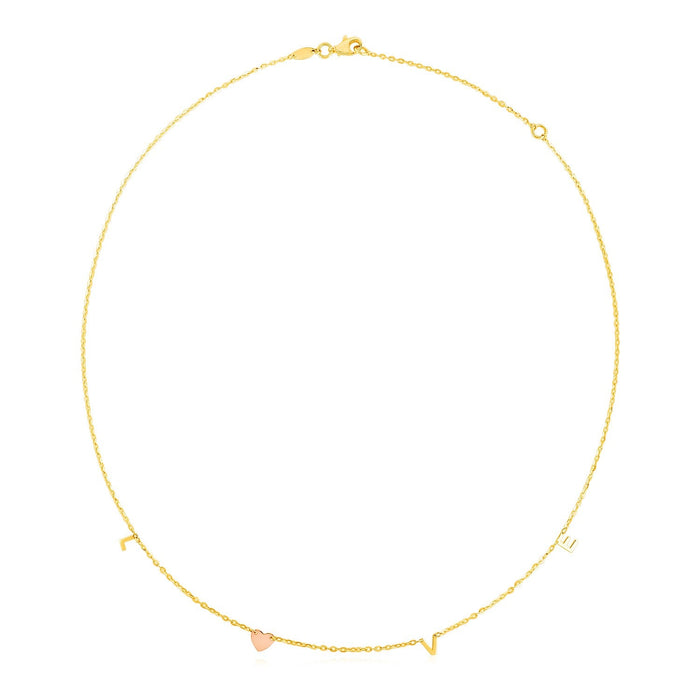 14k Two Tone Gold Love Necklace by Avera Group