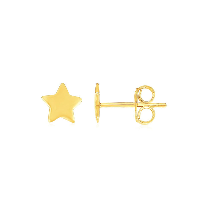 14k Yellow Gold Post Earrings with Stars(6.5mm) by Avera Group