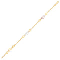 14k Tri-Color Gold Anklet with Multi Color Heart Stations by Avera Group