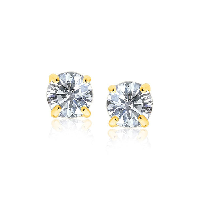 14k Yellow Gold 8.0mm Round CZ Stud Earrings by Avera Group